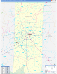Greensboro-High Point Metro Area Wall Map Basic Style 2026